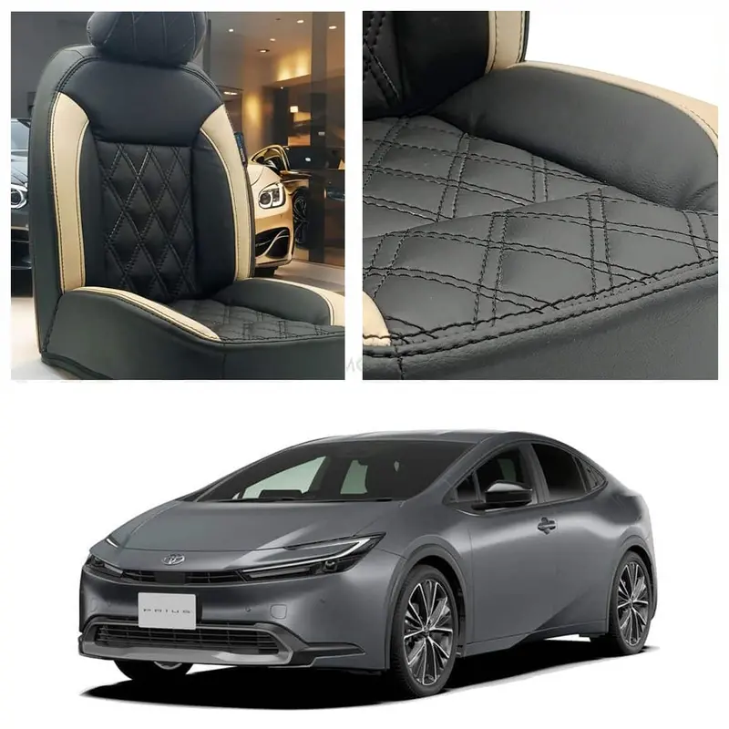 Toyota Prius Diamond Cut Black Beige Seat Covers 2025 - 2026 1