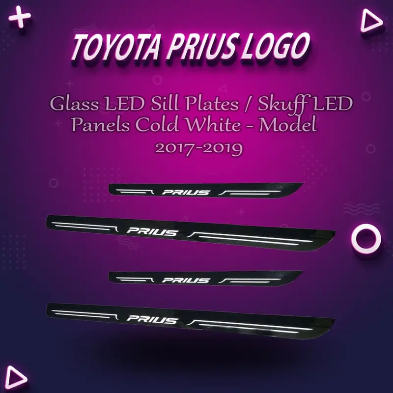 Toyota Prius Glass Led Sill Plates / Skuff Led Panels Cold White - Model 2017-2019 1