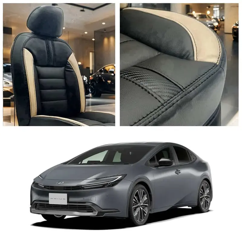 Toyota Prius Hockey Design Black Beige Seat Covers 2025 - 2026 1