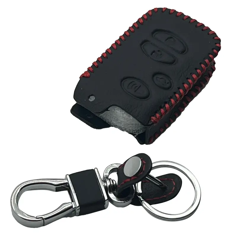 Toyota Prius Leather Key Cover 4 Buttons With Keychain 2010-2015 - - Ring Black 2