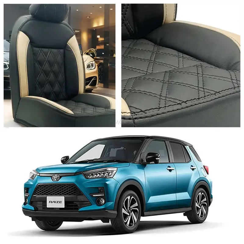Toyota Raize Diamond Cut Black Beige Seat Covers 2024 - 2025 1