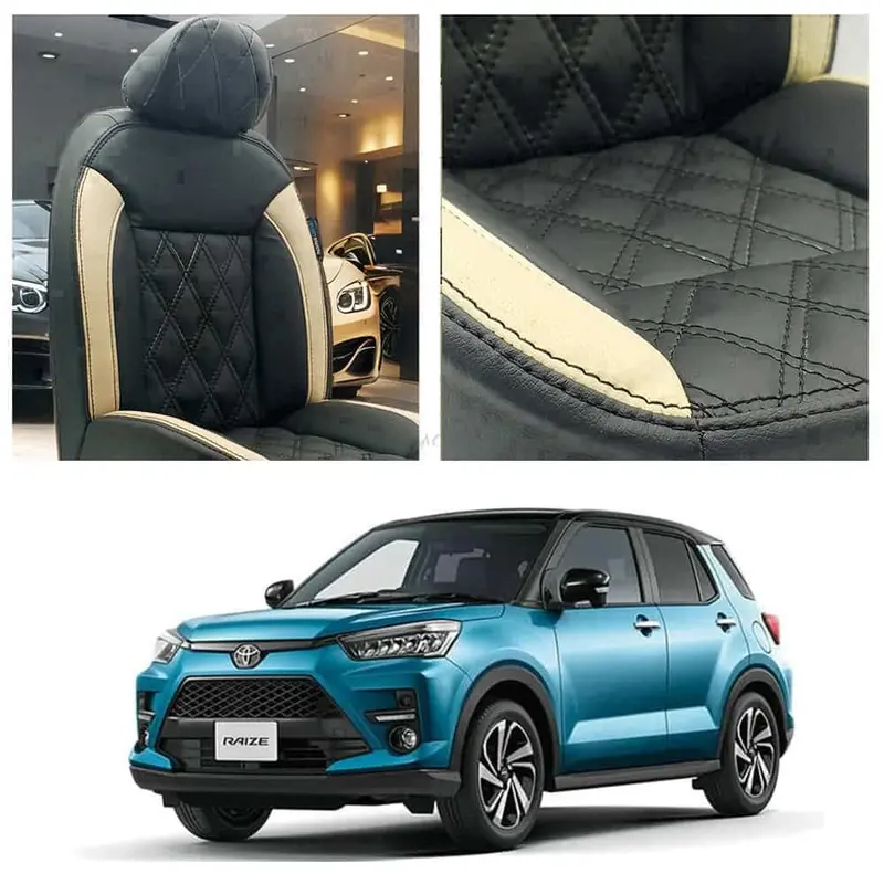 Toyota Raize Diamond Cut Black Beige Seat Covers 2024 - 2025 1
