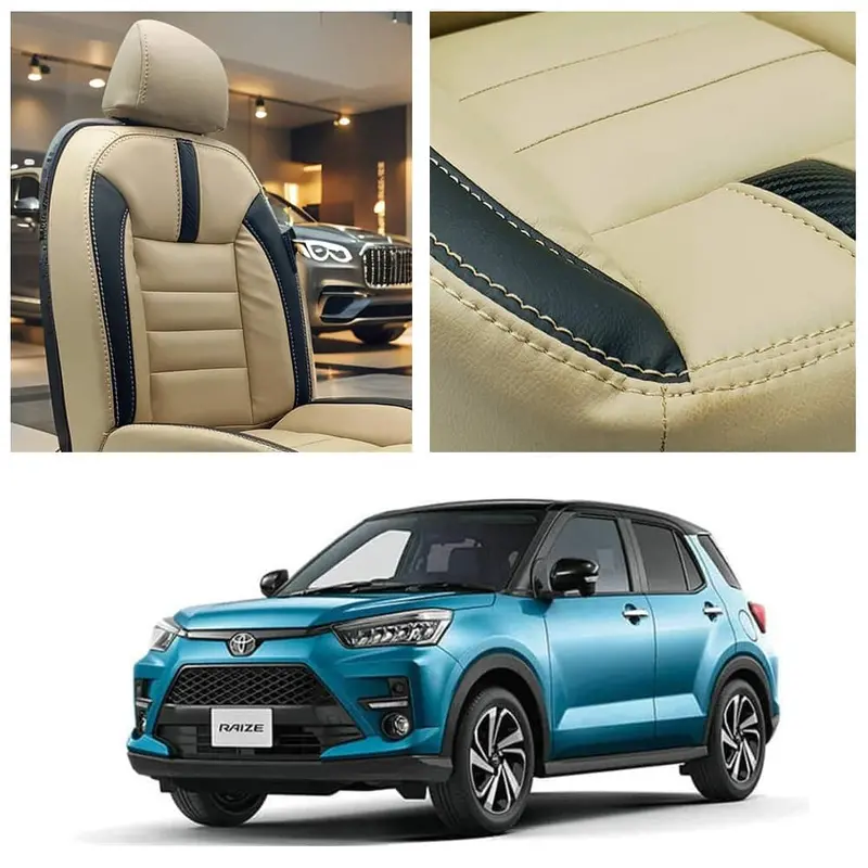 Toyota Raize Hockey Design Beige Black Seat Covers 2024 - 2025 1
