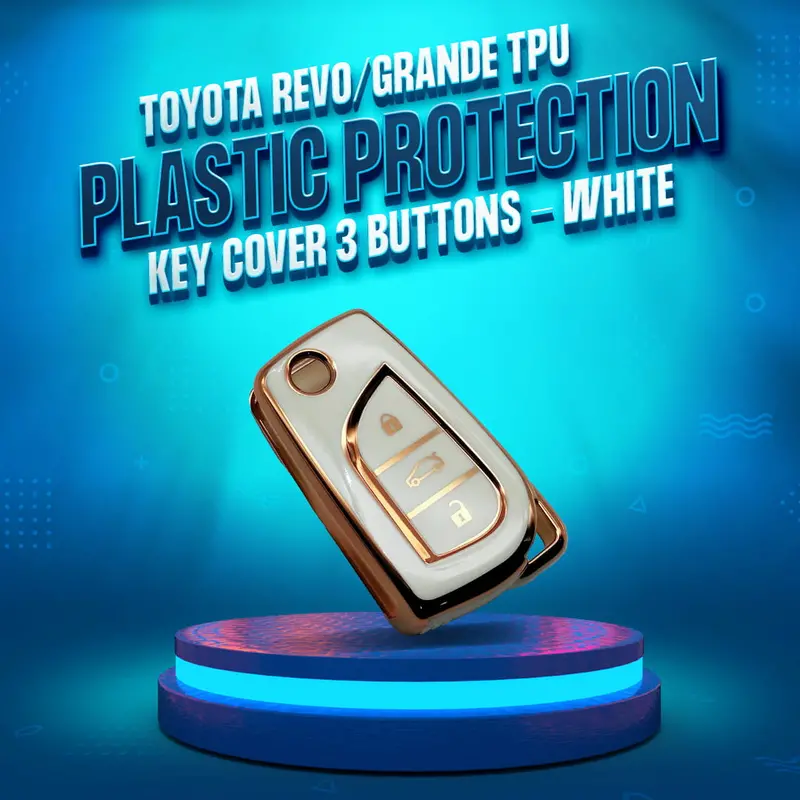 Toyota Revo/Rocco Grande Tpu Plastic Protection Key Cover 3 Buttons - White 1