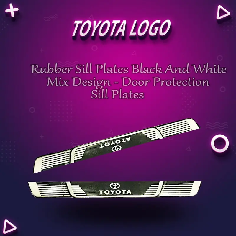 Toyota Rubber Sill Plates Black And White Mix Design - Door Protection Sill Plates 1