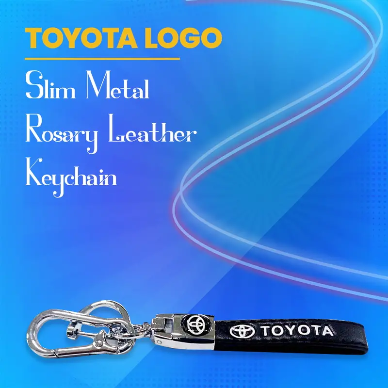 Toyota  Slim Metal Rosary Leather Keychain 1