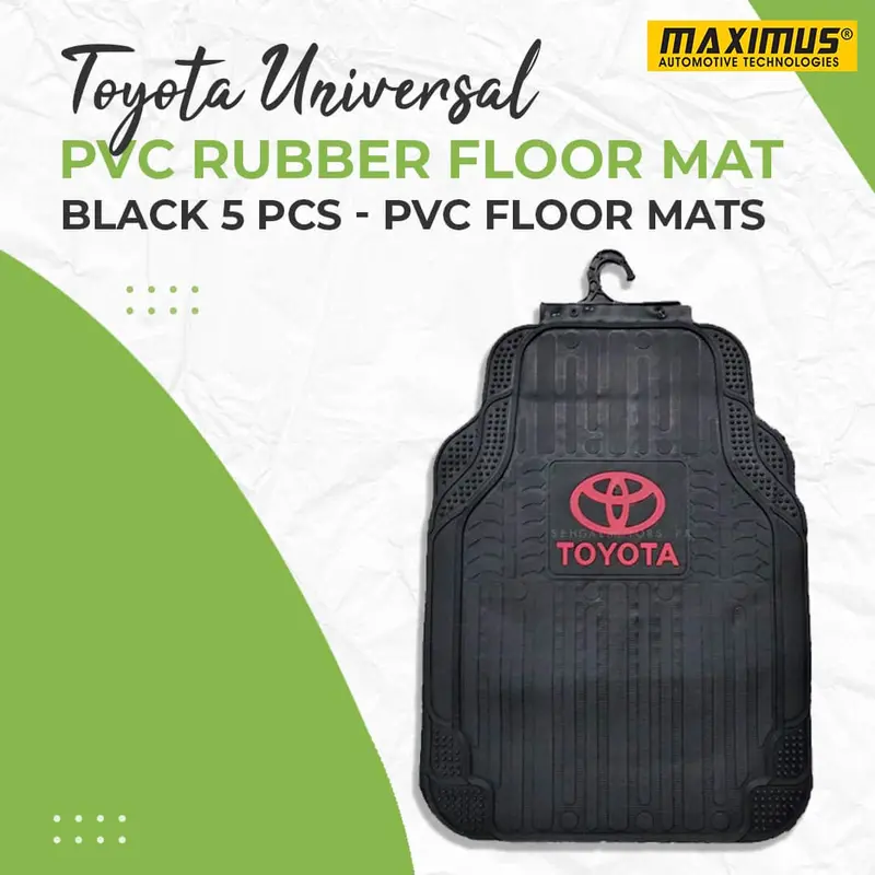 Toyota Universal Pvc Rubber Floor Mat Black Mix Design - 5 Pcs - Foot Mat For Car 1