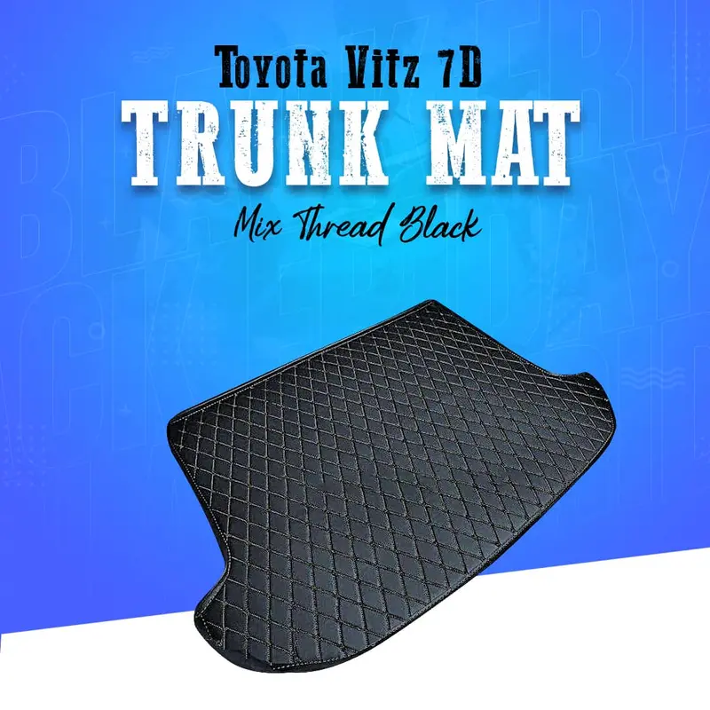 Toyota Vitz 7D Trunk Mat Mix Thread Black - Model 2017-2018 - Cargo Boot Liner Diggi Protection Tray Cover 1
