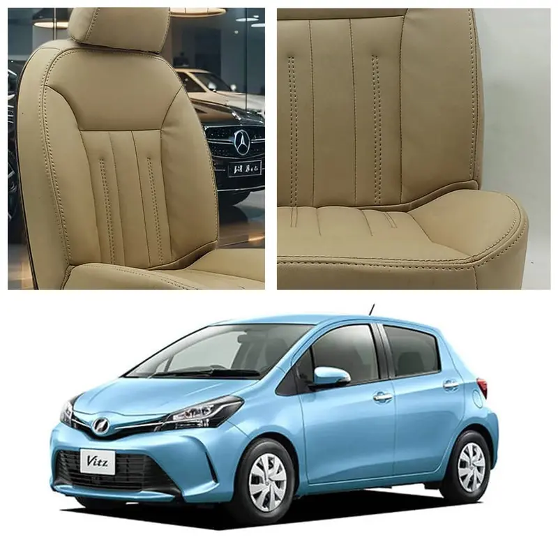 Toyota Vitz Audi Design Beige Seat Covers 2014-2021 1