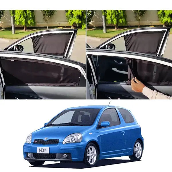 Toyota Vitz Custom Fit Retractable Curtains 1999-2003 - Sun Shade | Parda 1