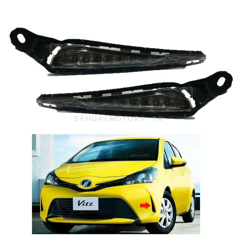 Toyota Vitz Dlaa Led Fog Lights Drl Smoke Ty-110 - Model 2015-2016 2