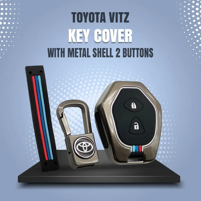 Toyota Vitz Metal Key Shell Cover With 2 Buttons 2014-2019 - Replacement Casing 1