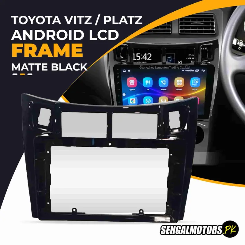 Toyota Vitz/Platz Old Model Android Lcd Frame With Grip 9 Inches - 2004-2011 Matte Black 1