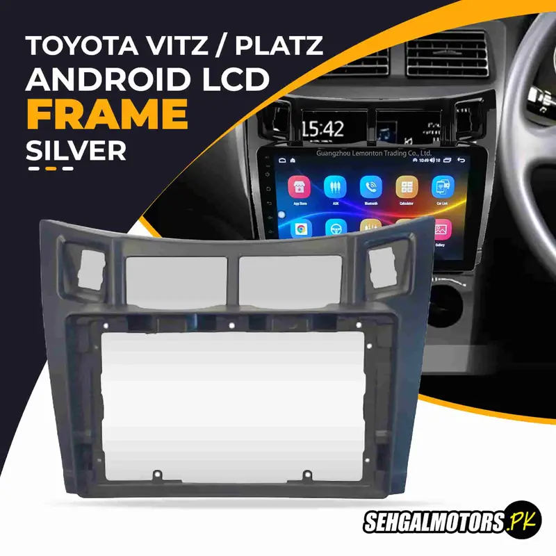Toyota Vitz / Platz Old Model Android Lcd Frame With Grip 9 Inches - 2004-2011 Silver 1