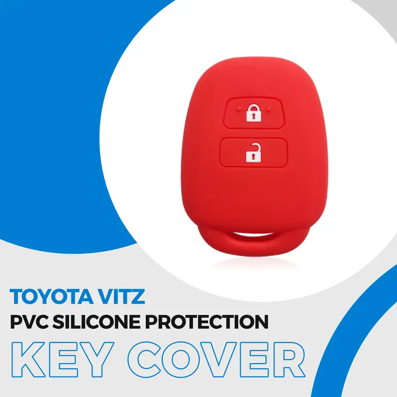 Toyota Vitz Pvc Silicone Protection Key Cover Red - Model 2014-2018 1