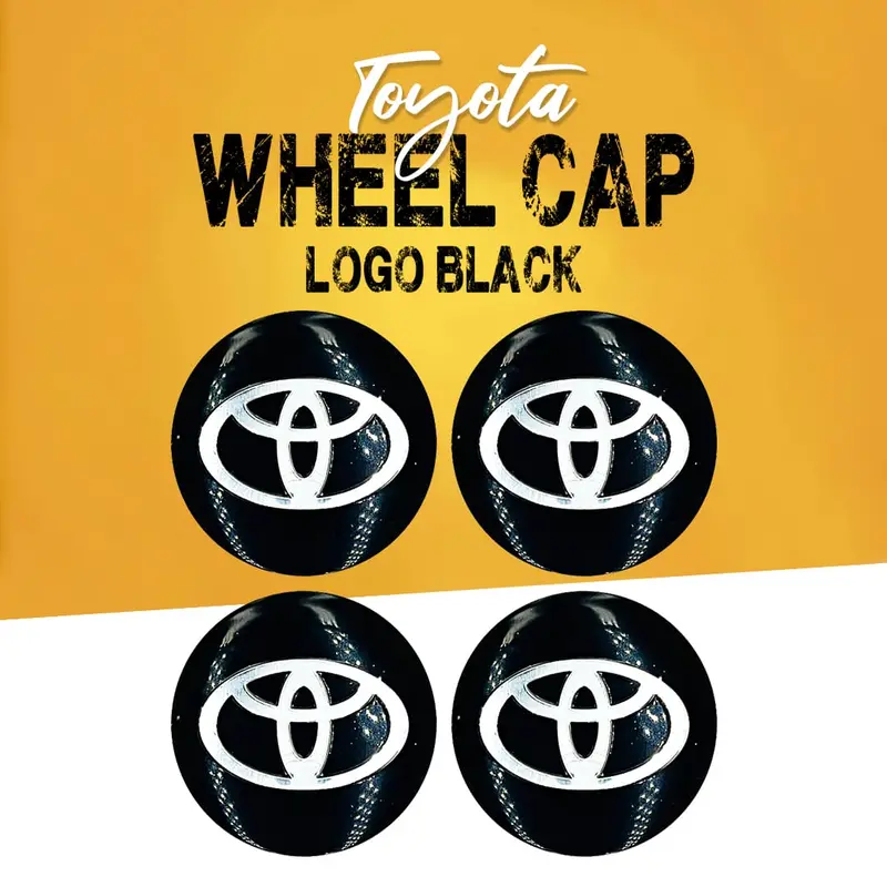 Toyota Wheel Cap Logo Black Center Hub Badge Sticker - 4 Pcs 1