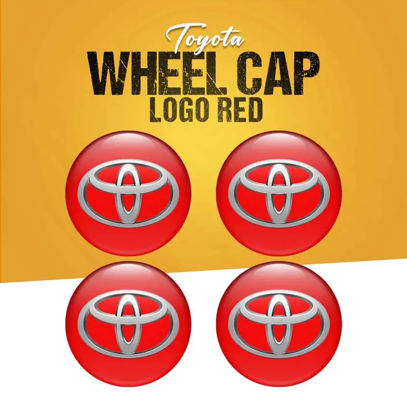 Toyota Wheel Cap Logo Red Center Hub Badge Sticker - 4 Pcs 1