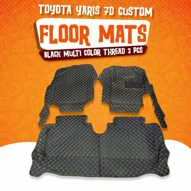 Toyota Yaris 7D Custom Floor Mats - Black - 3 Pcs 2020-2024 1