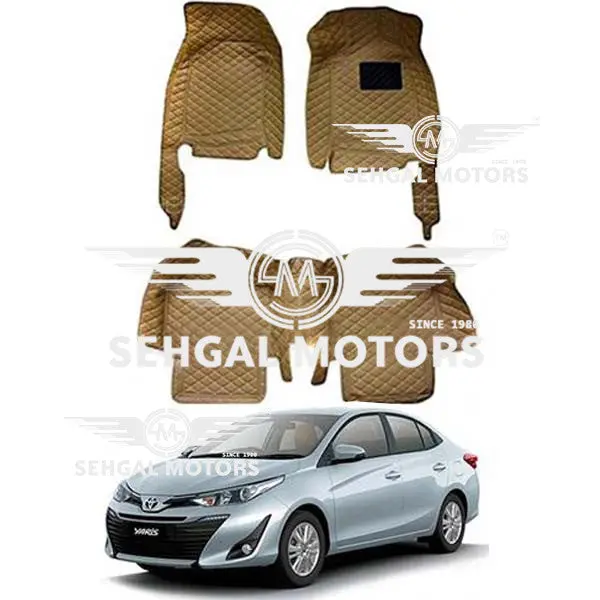 Toyota Yaris 7D Floor Mats Beige& Black (3Pcs )Model 2020-2021 1