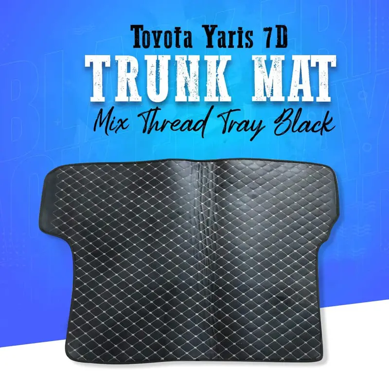 Toyota Yaris 7D Trunk Mat Mix Thread Tray Black 2020-2021 - Cargo Boot Liner Diggi Protection Tray Cover 1