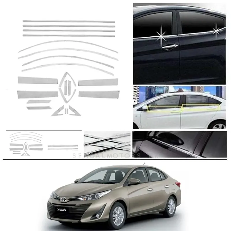 Toyota Yaris Complete Chrome Weather Strips 22 Pc - Model 2013-2019 1