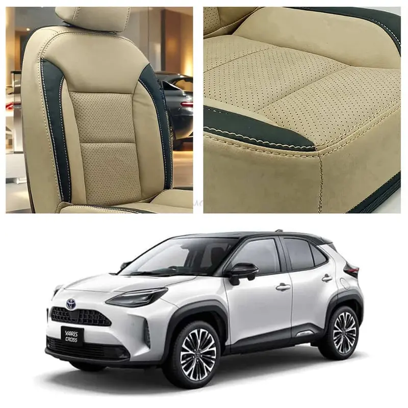 Toyota Yaris Cross Breathable Beige Black Seat Covers 2025 - 2026 1