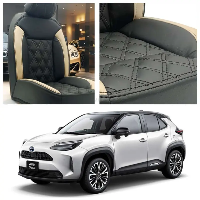 Toyota Yaris Cross Diamond Cut Black Beige Seat Covers 2025 - 2026 1