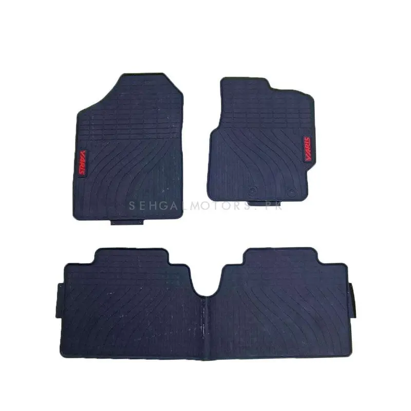 Toyota Yaris Custom Fit Pvc Rubber Floor Mat 3Pcs 2020-2021 - Black Mix Design 2