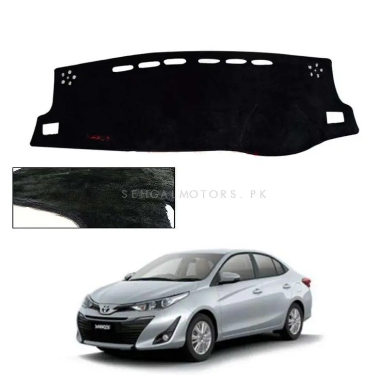 Toyota Yaris Dashboard Carpet Velvet Black - Model 2020-2021 2020 - 2024 - For Protection And Heat Resistance 2