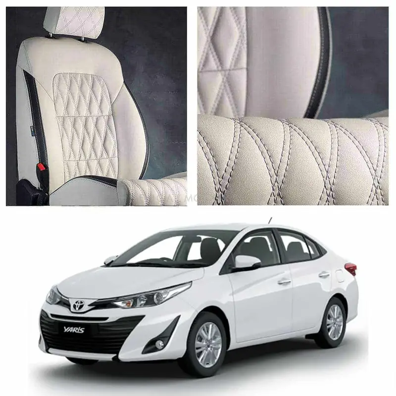 Toyota Yaris Diamond Cut Beige Black Seat Covers 2020 - 2024 1
