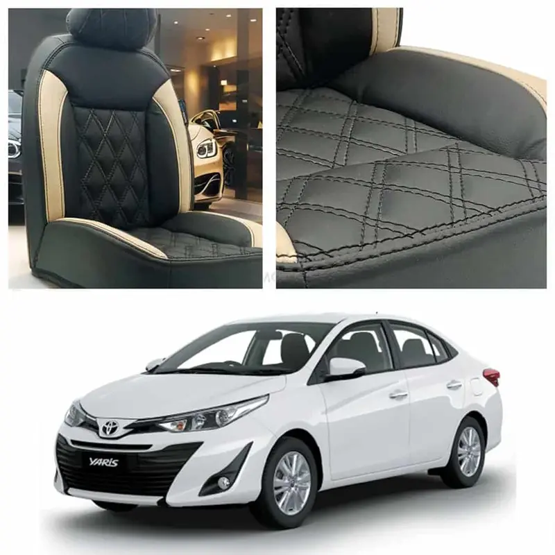 Toyota Yaris Diamond Cut Black Beige Seat Covers 2020 - 2024 1