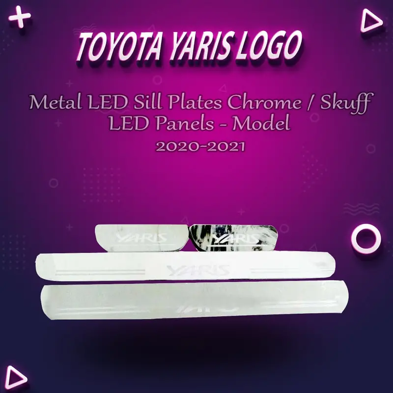 Toyota Yaris Metal Led Sill Plates Chrome /Skuff Led Panels 2020-2021 1