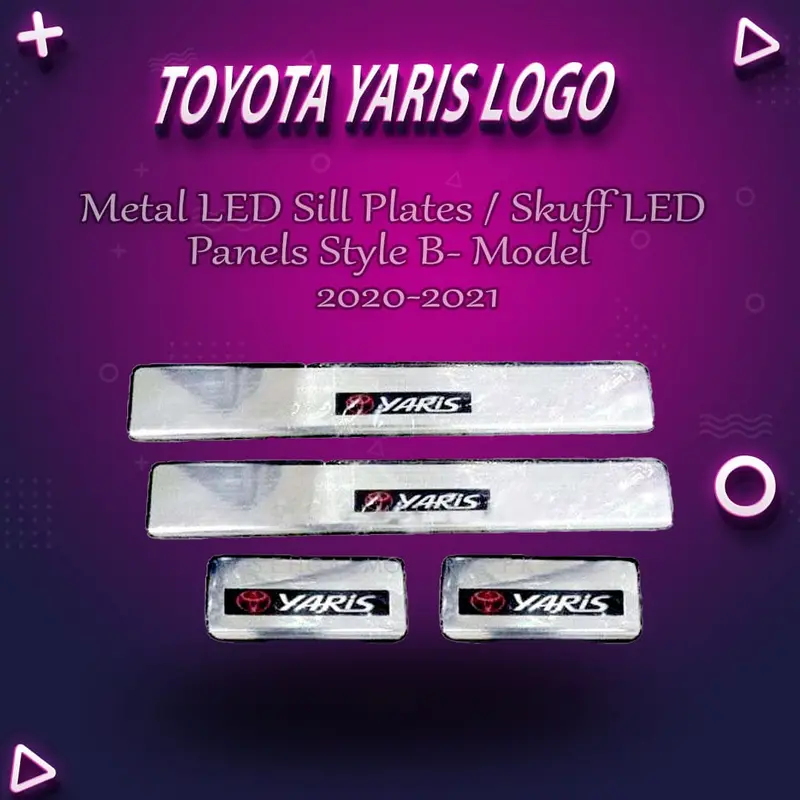 Toyota Yaris Metal Led Sill Plates / Skuff Led Panels Style B- Model 2020-2021 1