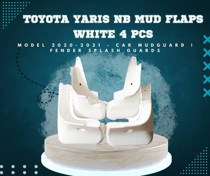 Toyota Yaris Mud Flaps White 4 Pcs - Model 2020-2021 - Car Mudguard | Fender Splash Guards 1