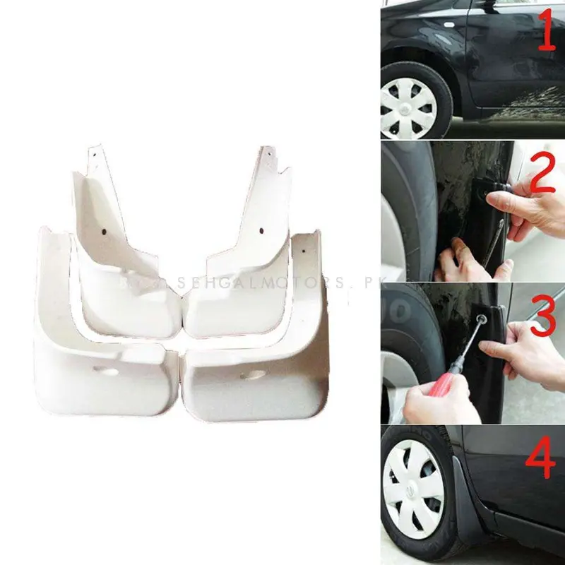 Toyota Yaris Mud Flaps White 4 Pcs - Model 2020-2021 - Car Mudguard | Fender Splash Guards 2