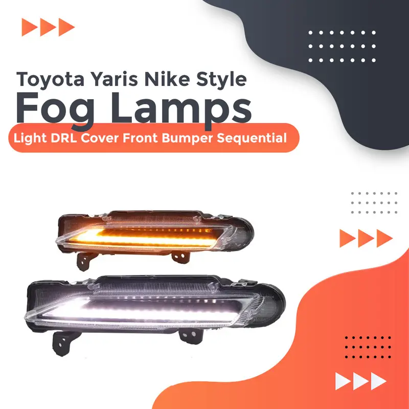 Toyota Yaris Nike Style Front Bumper Sequential Fog Lamp Light Drl Cover - Model 2020-2021 1