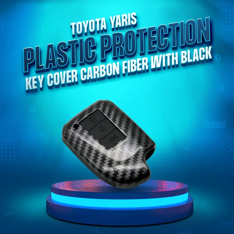 Toyota Yaris Plastic Key Cover Pvc 3 Buttons 2020-2021 - - Carbon Fiber With Black 1