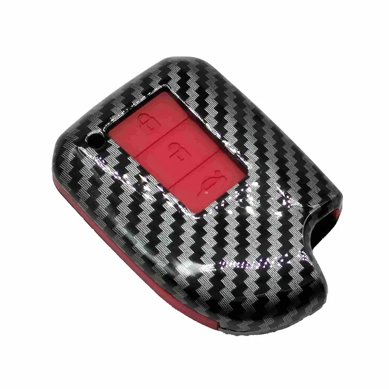 Toyota Yaris Plastic Key Cover Pvc 3 Buttons 2020-2021 - - Carbon Fiber With Red 2