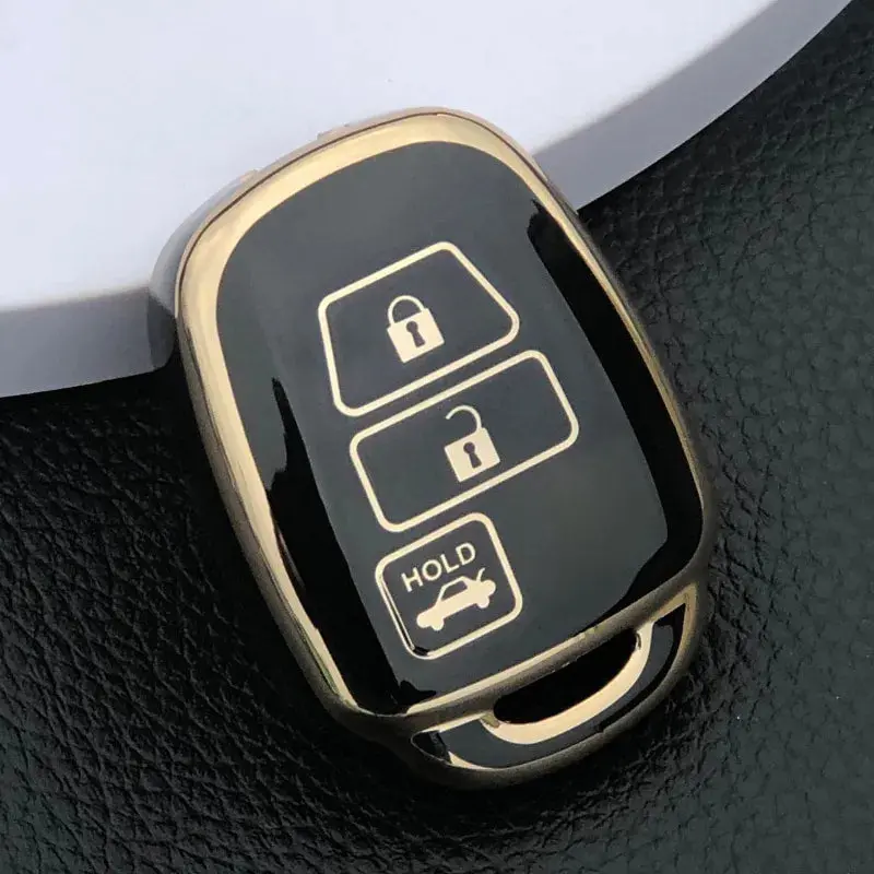 Toyota Yaris Tpu Key Cover Black With Golden 3 Buttons 2020-2024 1