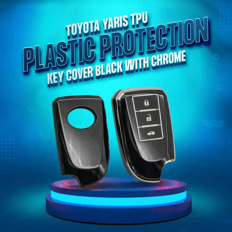 Toyota Yaris Tpu Plastic Protection Key Cover Black With Chrome - Model 2021-2022 1