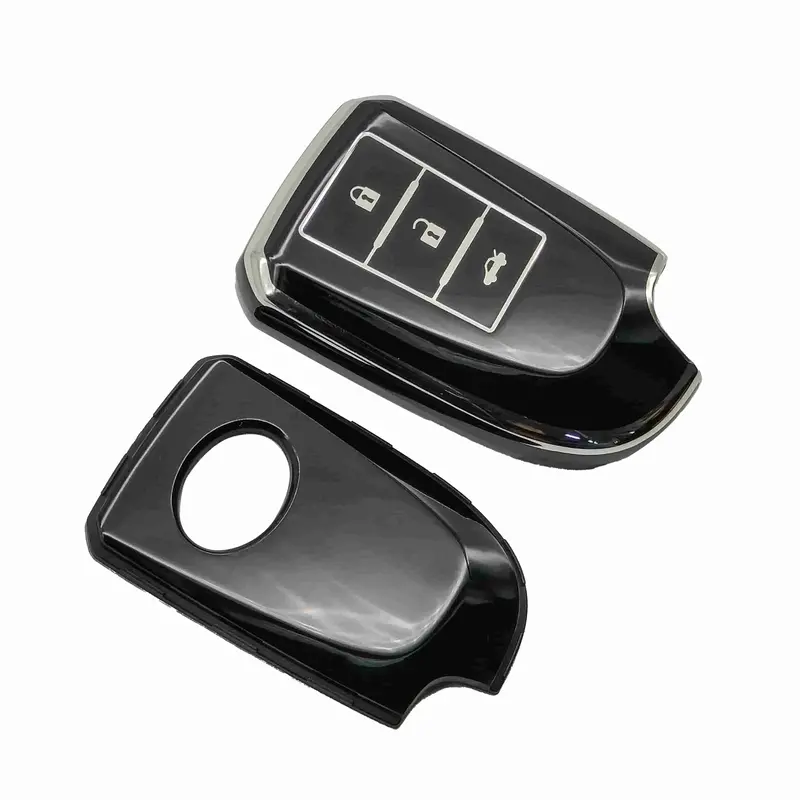 Toyota Yaris Tpu Plastic Protection Key Cover Black With Chrome - Model 2021-2022 2
