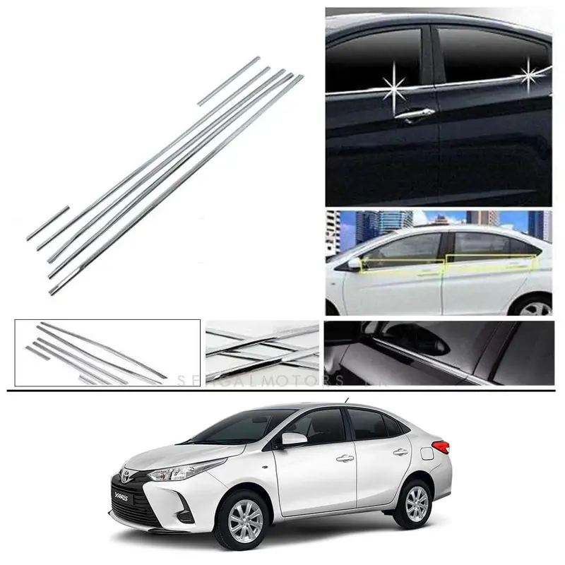 Toyota Yaris Window Chrome Weather Strips 6 Pcs - Model 2020-2021 1
