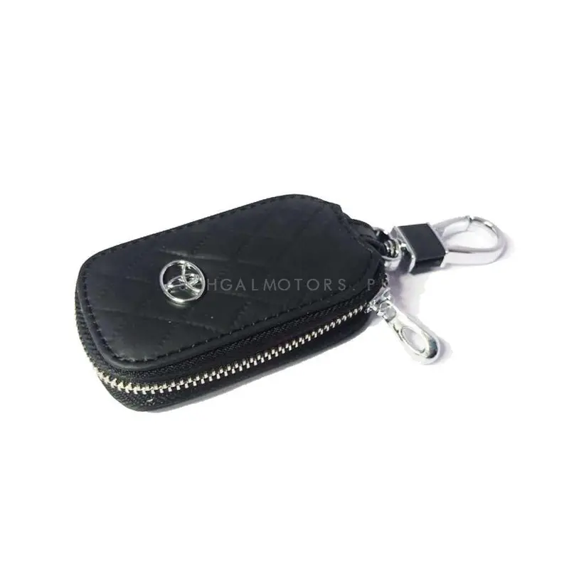 Toyota Zipper 7D Style Key Cover Pouch Black With Keychain Ring 2