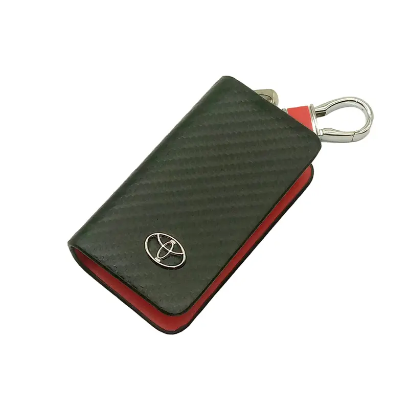 Toyota Zipper Key Cover Pouch Carbon Fiber With Keychain Ring 2