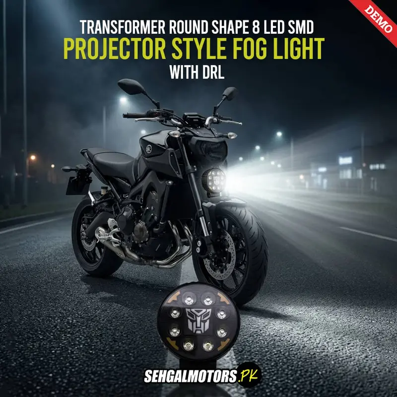 Transformer Round Shape 8 Led Smd Projector Style With Drl Fog Light For Bike 1