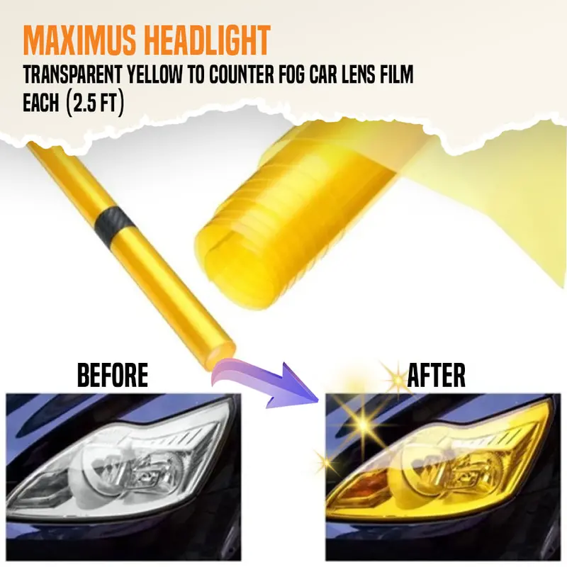Transparent Yellow Lens Tint Paper 2.5 Ft - Head And Back Lamps 1