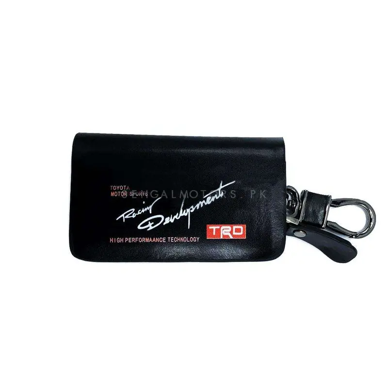 Trd Power Zipper Glossy Leather Key Cover Pouch Black With Keychain Ring 2
