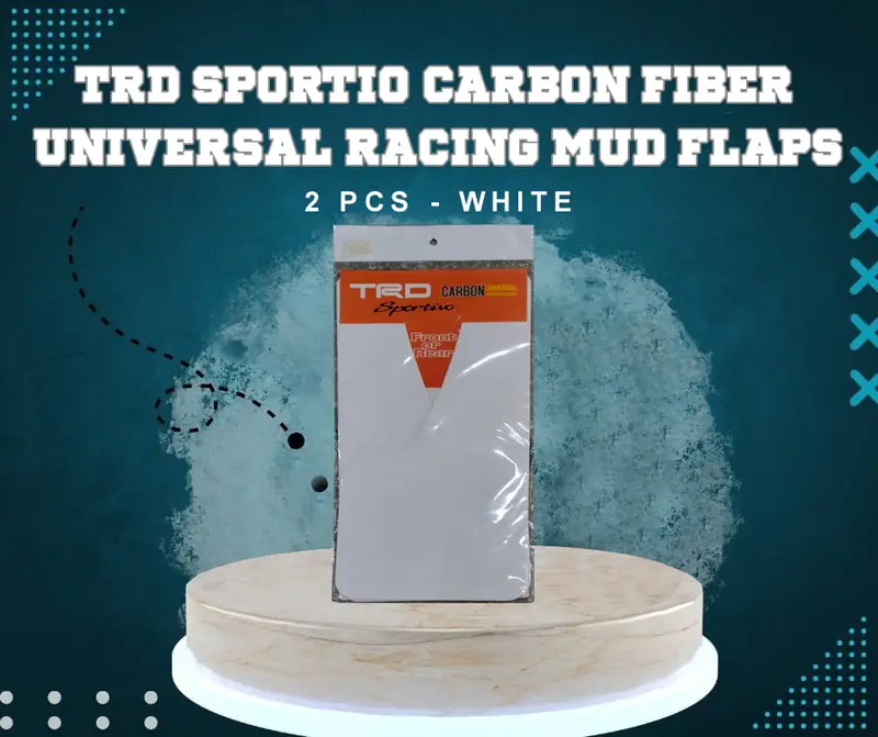 Trd Sportio Carbon Fiber Universal Racing Mud Flaps 2 Pcs - White 1