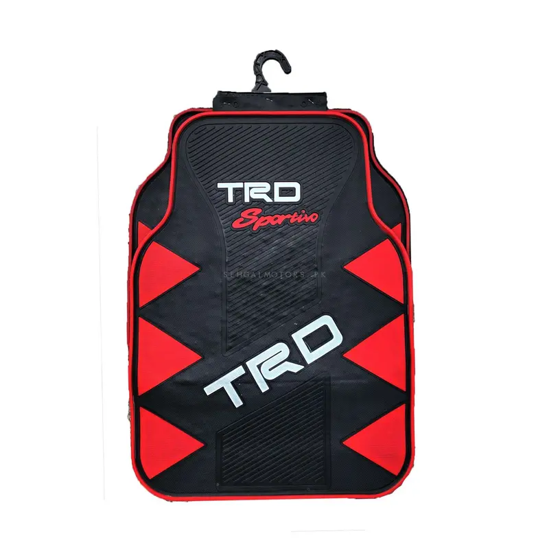 Trd Sportivo Universal Pvc Rubber Floor Mat Black And Red - Mix Design 5 Pcs - Foot Mat For Car 2