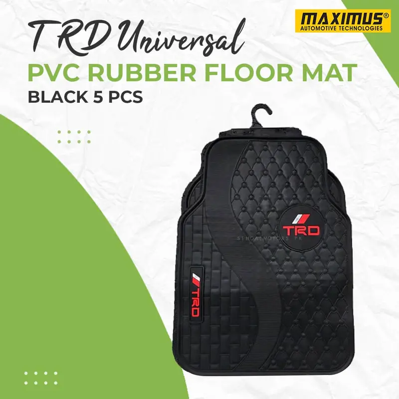 Trd Universal Pvc Rubber Floor Mat Black Mix Design 5 Pcs - Foot Mat For Car 1